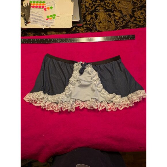 Fantasy Lingerie Navy Blue Lace Ruffle Mini Skirt 1X/2X Plus Cosplay Maid - Picture 4 of 6